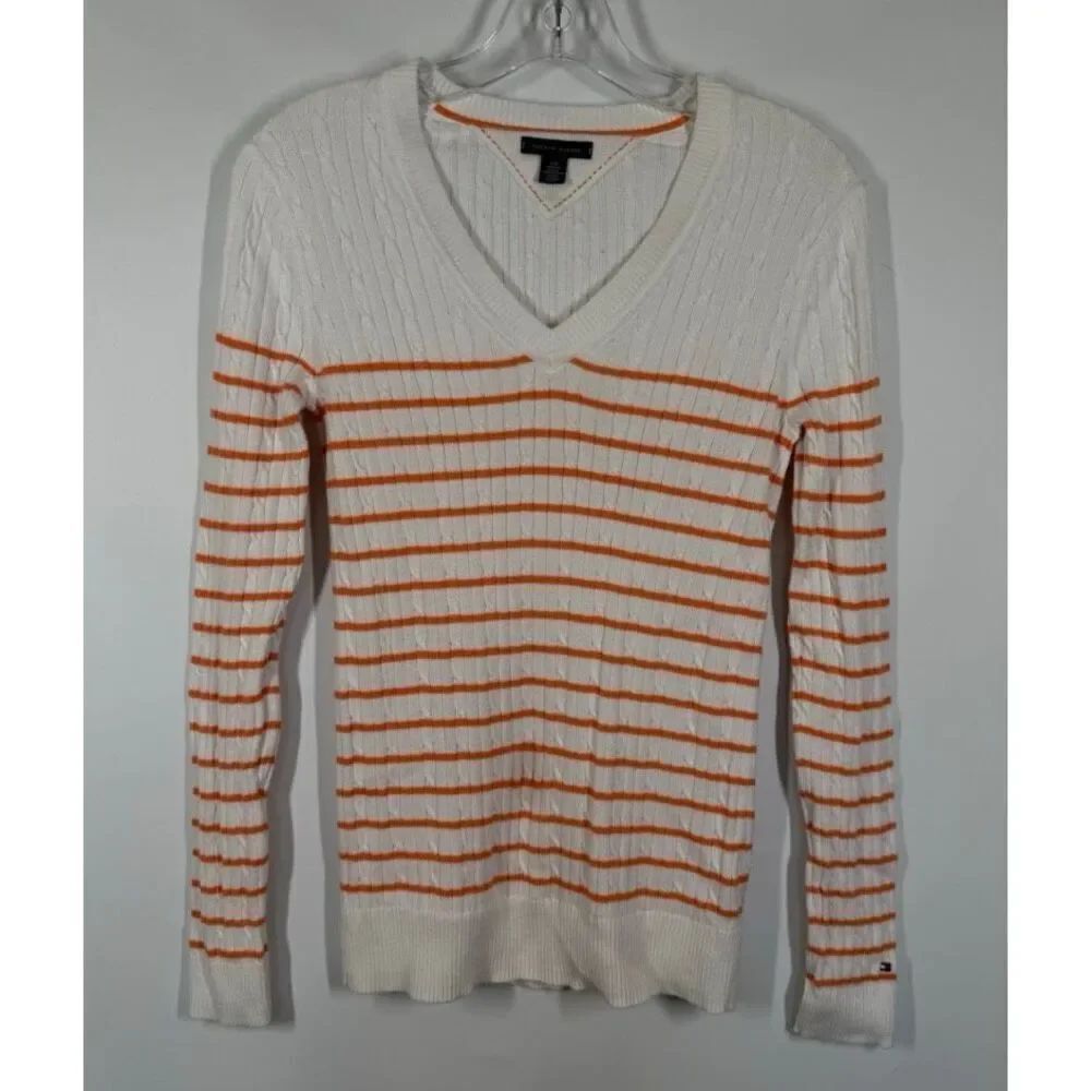 003 --- Tommy Hilfiger Women stripe lightweight knit sweater size small